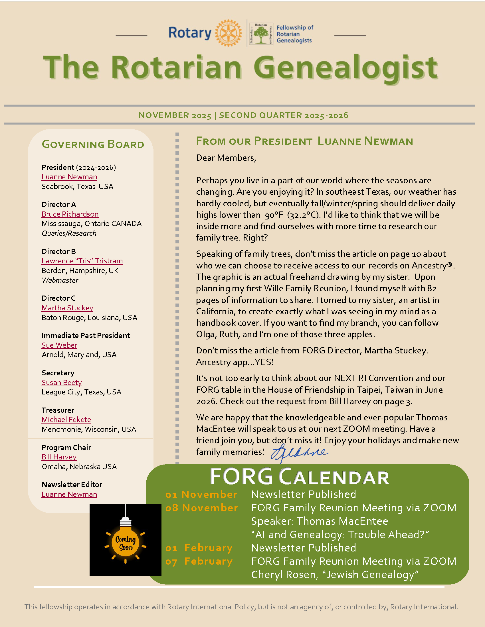 November 2025 Newsletter